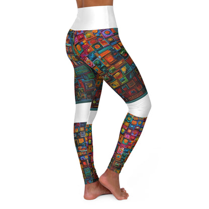 Artistic (Type A) High Waisted Yoga Leggings (AOP) - White Waistband