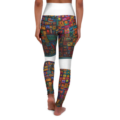 Artistic (Type A) High Waisted Yoga Leggings (AOP) - White Waistband