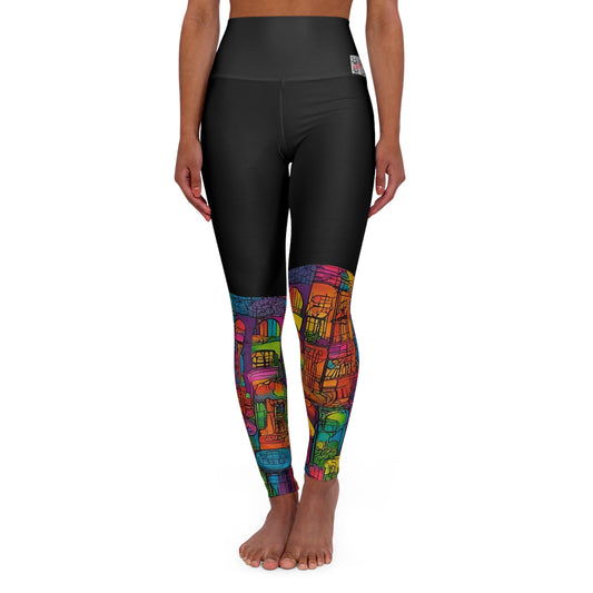 Artistic (Type C) High Waisted Yoga Leggings (AOP) - Black Waistband