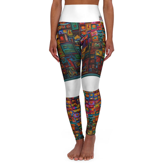 Artistic (Type A) High Waisted Yoga Leggings (AOP) - White Waistband