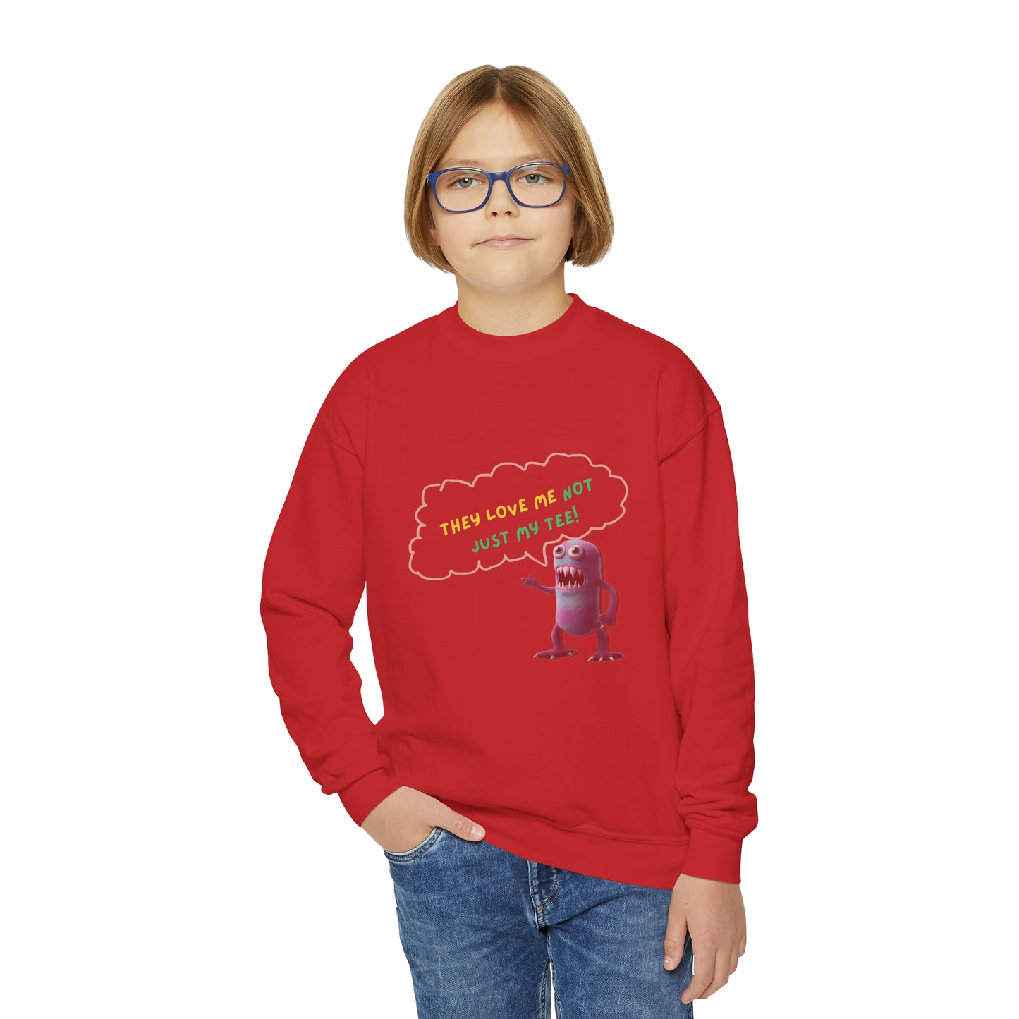 They love me not just my tee - Youth Crewneck Sweatshirt