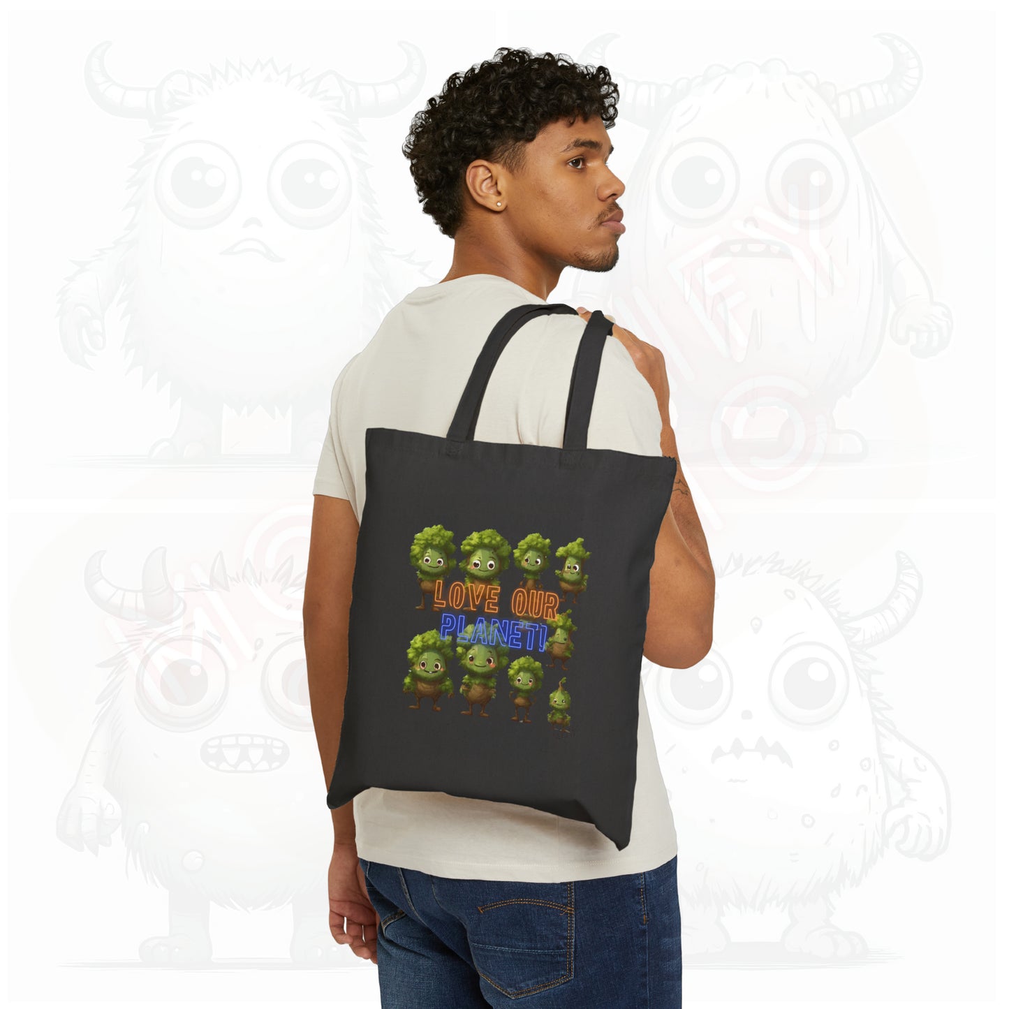 Love our planet (type B) - Cotton Canvas Tote Bag