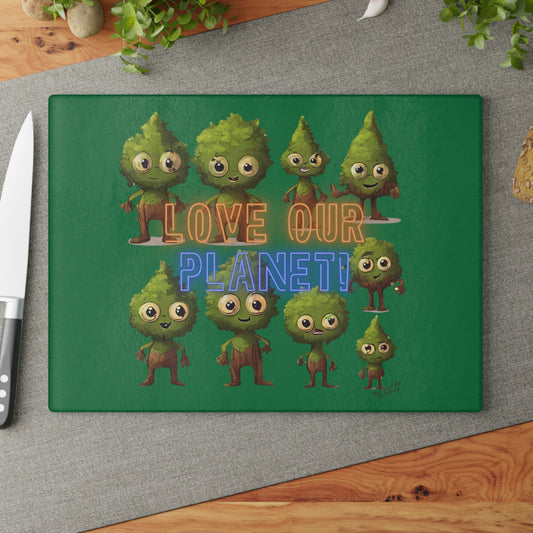 Love our planet (type B) - Glass Cutting Board