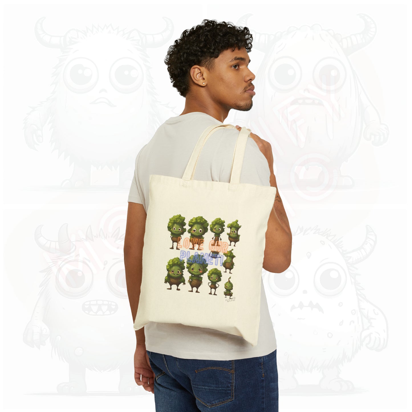 Love our planet (type B) - Cotton Canvas Tote Bag