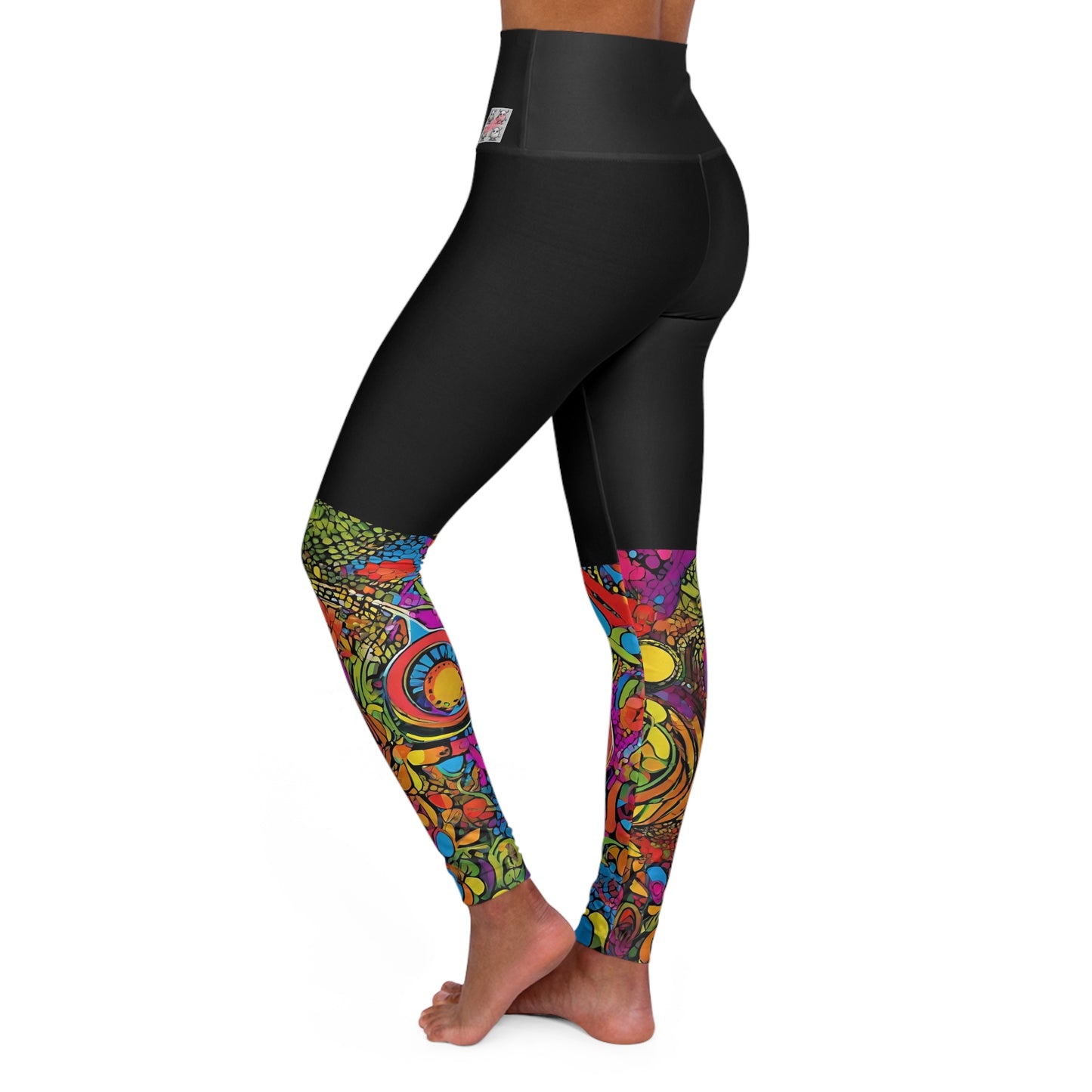 Artistic (Type D) High Waisted Yoga Leggings (AOP) - Black Waistband