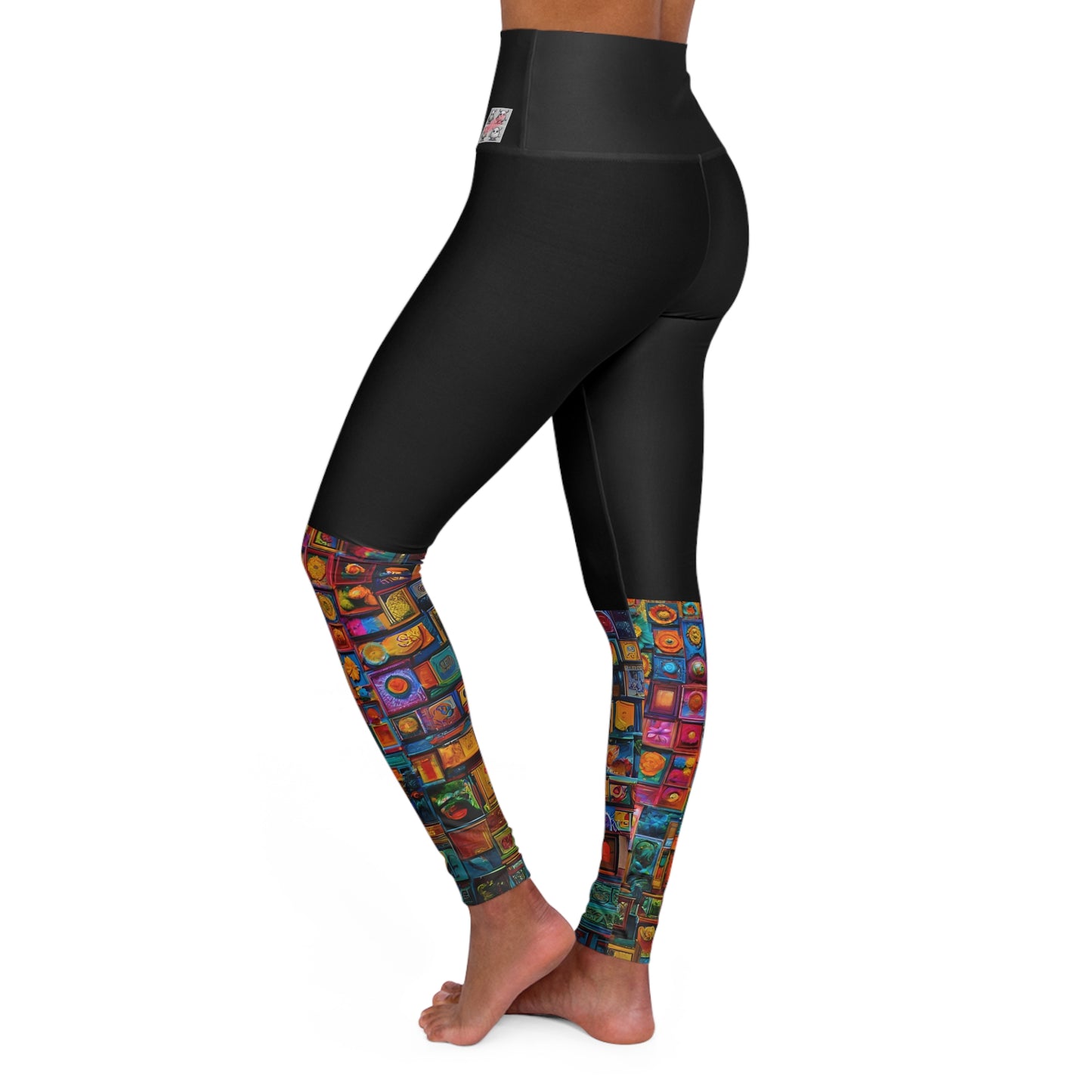 Artistic (Type A) High Waisted Yoga Leggings (AOP) - Black Waistband