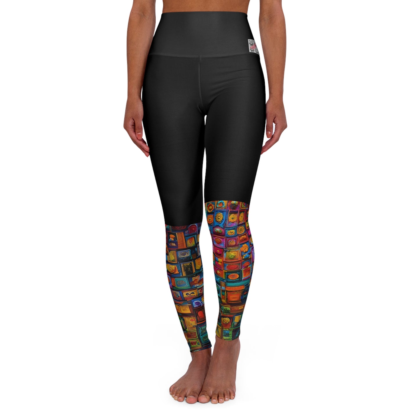 Artistic (Type A) High Waisted Yoga Leggings (AOP) - Black Waistband