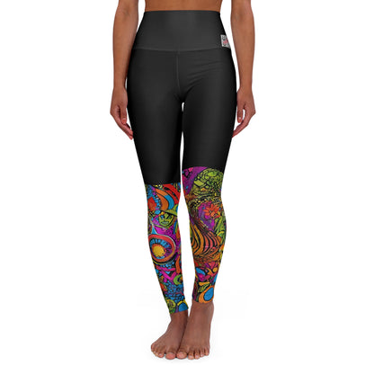 Artistic (Type D) High Waisted Yoga Leggings (AOP) - Black Waistband