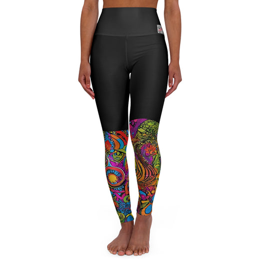 Artistic (Type D) High Waisted Yoga Leggings (AOP) - Black Waistband