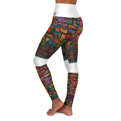 Artistic (Type A) High Waisted Yoga Leggings (AOP) - White Waistband