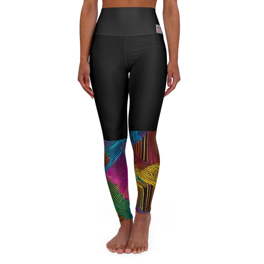 Artistic (Type B) High Waisted Yoga Leggings (AOP) - Black Waistband