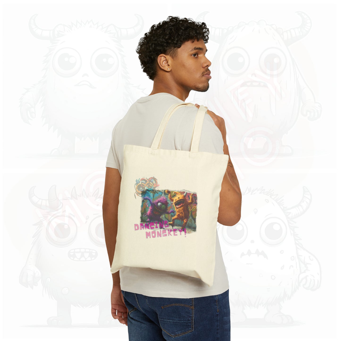 Dancing Monskey - Cotton Canvas Tote Bag