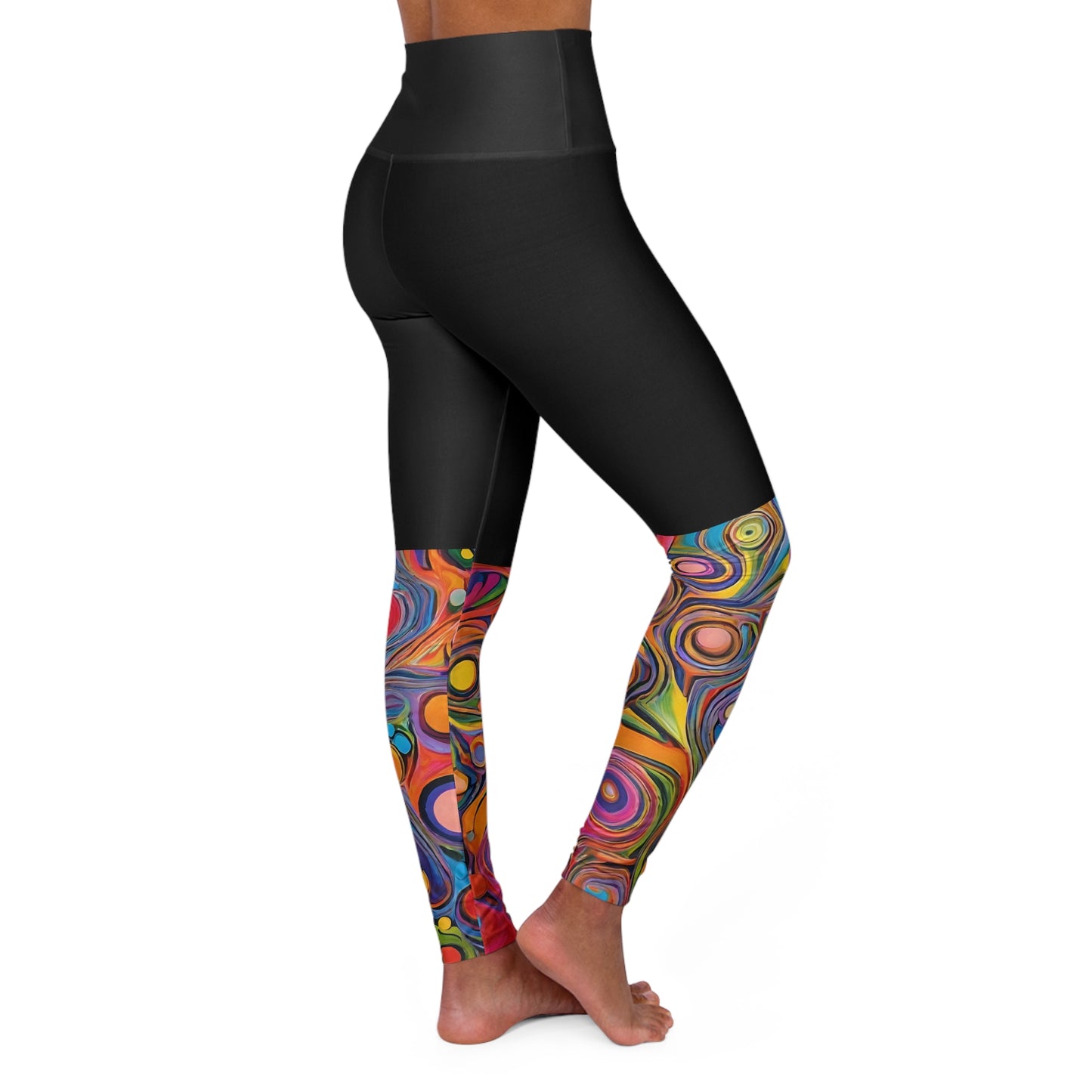 Artistic (Type E) High Waisted Yoga Leggings (AOP) - Black Waistband