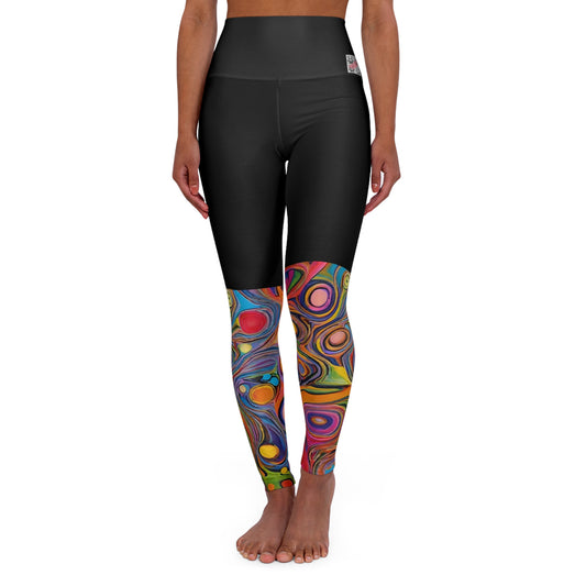 Artistic (Type E) High Waisted Yoga Leggings (AOP) - Black Waistband