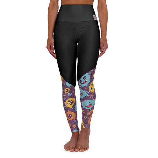 Monster Universe (Type A) High Waisted Yoga Leggings (AOP) - Black Waistband