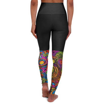 Artistic (Type D) High Waisted Yoga Leggings (AOP) - Black Waistband