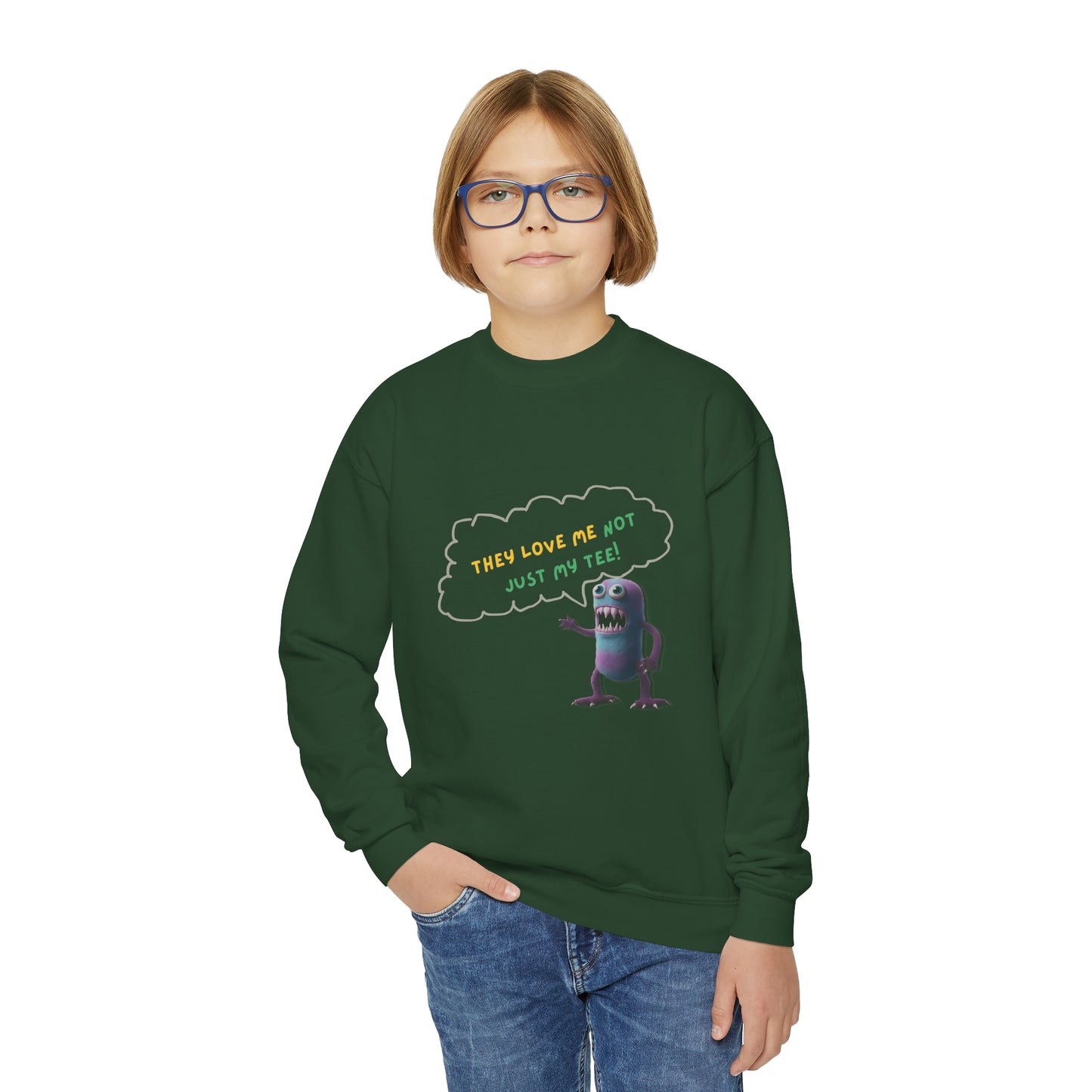 They love me not just my tee - Youth Crewneck Sweatshirt